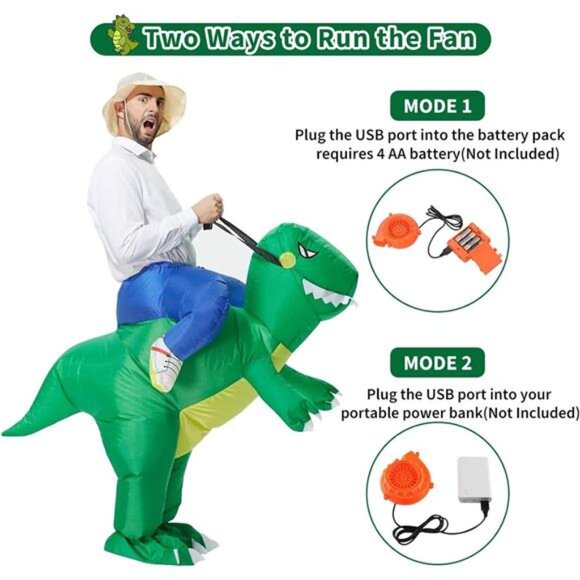 Inflatable Dinosaur Costume: Blow-Up Halloween Outfit - Picture 4 of 7
